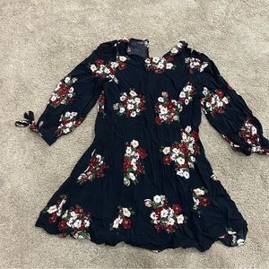 Zara navy flora mini dress